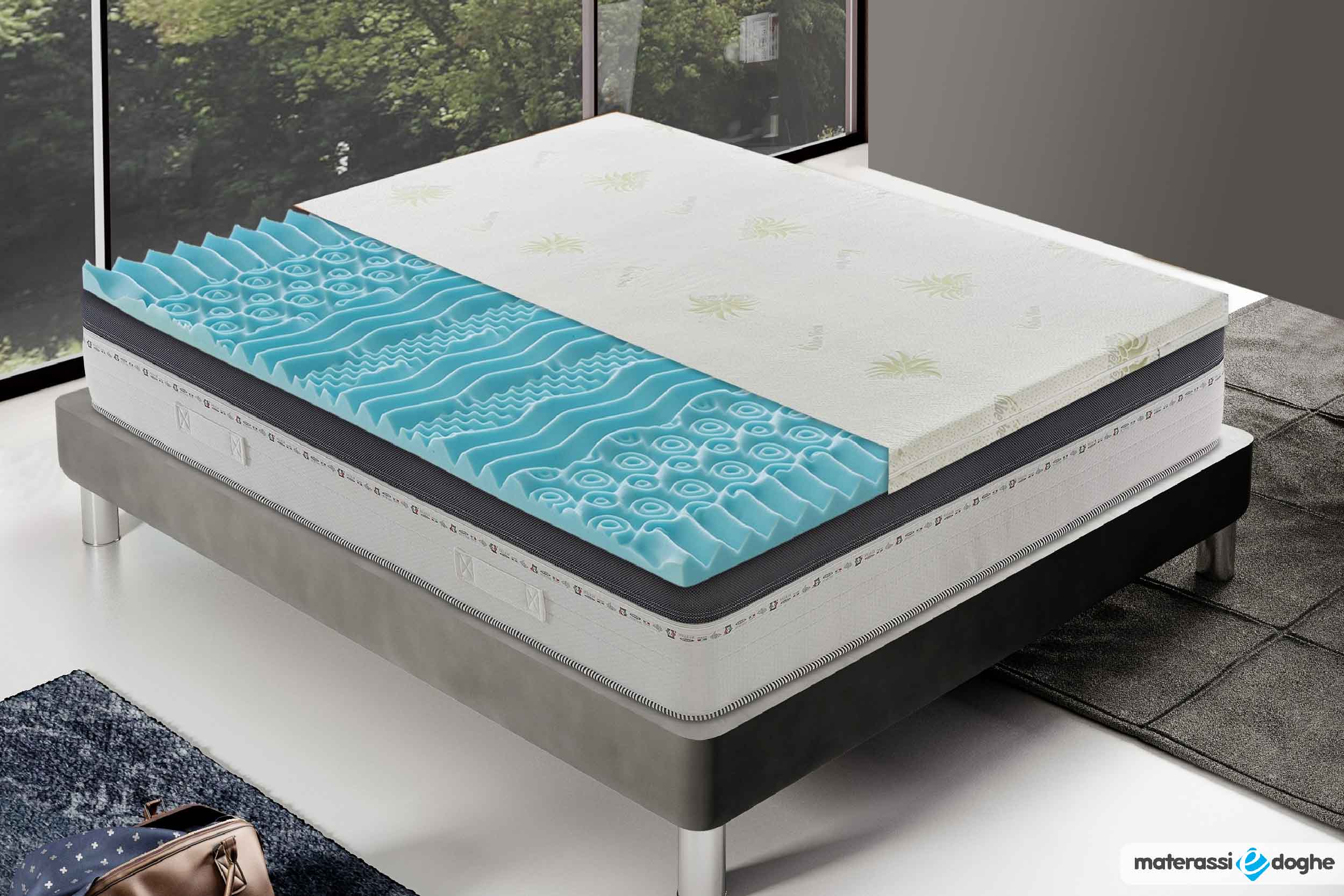 Topper memory foam pantografato 5 cm con aloe vera